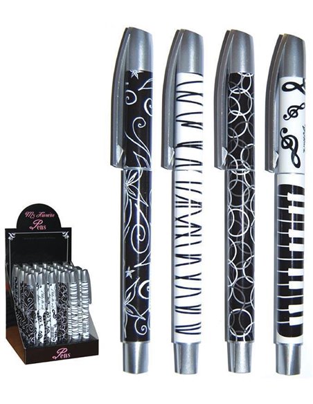 Στυλό ball pen Άσπρο-Μαύρο" σταντ 36τεμ.