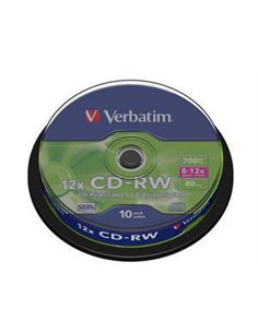 CD-RW VERBATIM 43480 SERL 700MB 12X SCRATCH RESISTANT SURFACE