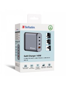 Verbatim GNC-140 GaN Charger 4 Port 140W USB AC (EU UK US)