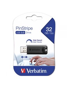 VERBATIM USB DRIVE 3.0 32GB PINSTRIPE BLACK 49317