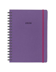 Next ημερολόγιο 2026 Natural ημερήσιο σπιράλ μωβ με λάστιχο 14x21εκ.