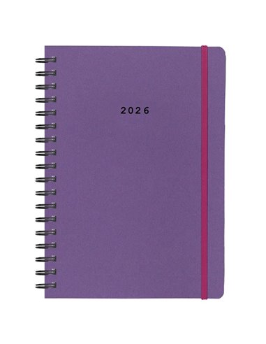 Next ημερολόγιο 2026 Natural ημερήσιο σπιράλ μωβ με λάστιχο 14x21εκ.