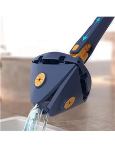 HOME USE τριγωνική σφουγγαρίστρα HUH-0257 με 4x πανιά μικροϊνών, προσαρμόσιμο ύψος, μπλε