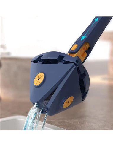 HOME USE τριγωνική σφουγγαρίστρα HUH-0257 με 4x πανιά μικροϊνών, προσαρμόσιμο ύψος, μπλε