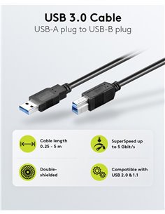 GOOBAY καλώδιο USB 3.0 σε USB Type B 95719, 1m, 5Gbps, μαύρο