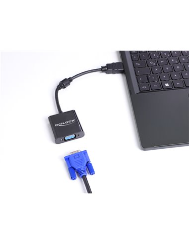 DELOCK αντάπτορας HDMI σε VGA 61077, 1080p, μαύρος
