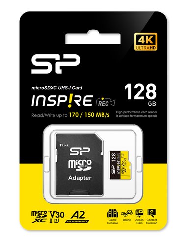 SILICON POWER κάρτα μνήμης microSDXC Inspire, 128GB, UHS-I U3 A1 V30