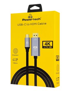 POWERTECH καλώδιο USB-C σε HDMI PTR-0171, 4K/60Hz, 10.2 Gbps, 1m, μαύρο