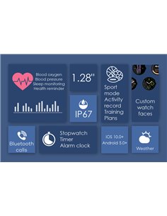INTIME smartwatch 3 Pro, 1.28", IP67, heart rate, ηχείο & mic, μαύρο
