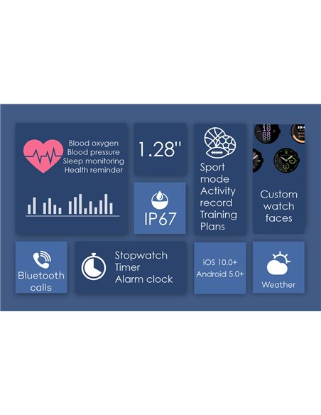 INTIME smartwatch 3 Pro, 1.28", IP67, heart rate, ηχείο & mic, μαύρο