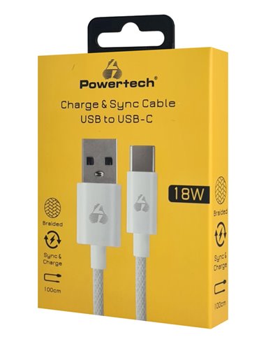 POWERTECH καλώδιο USB-C σε USB PTR-0184, 18W, 480Mbps, 1m, λευκό