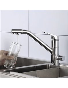 BRUNO μπαταρία πάγκου κουζίνας M54954-355C, τρίοδη, αναμεικτική, ασημί