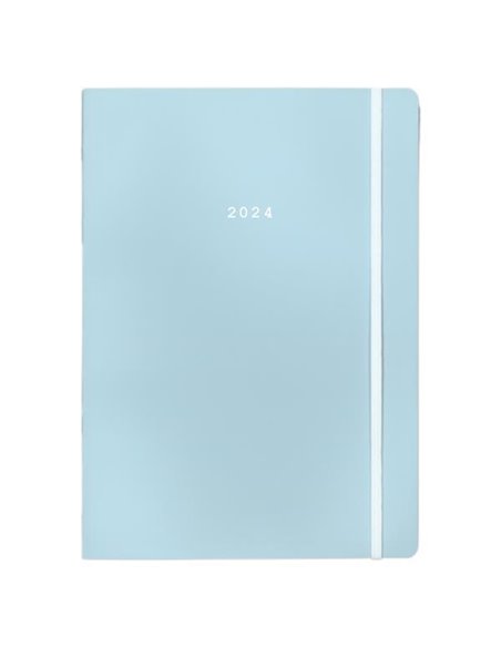 Next ημερολόγιο 2024 Pastel ημερήσιο flexi  γαλάζιο με λάστιχο 14x21εκ.