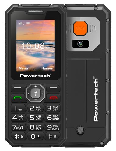 POWERTECH κινητό τηλέφωνο Sentry Armor, dual SIM, πλήκτρο SOS, 4G, IP67, μαύρο