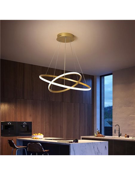 POWERTECH LED φωτιστικό οροφής PT-1530, 60W, 4000K, Φ80x120cm, χρυσό