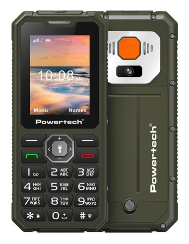 POWERTECH κινητό τηλέφωνο Sentry Armor, dual SIM, πλήκτρο SOS, 4G, IP67, χακί