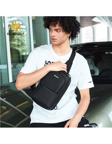 GOLDEN WOLF τσάντα Crossbody GXB00725, 4L, μαύρη