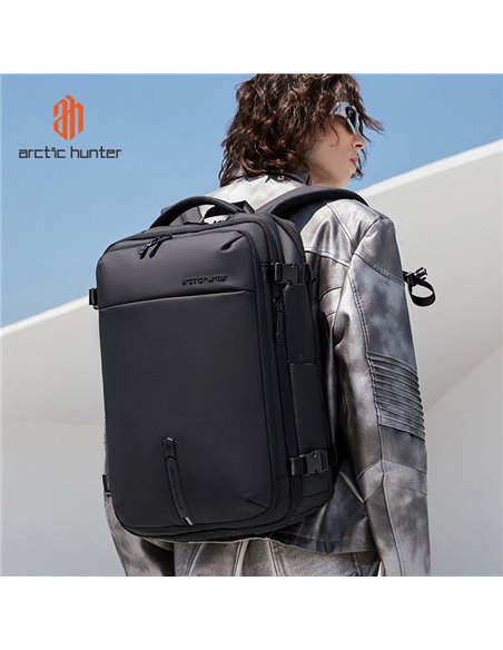 ARCTIC HUNTER τσάντα πλάτης B00866 με θήκη laptop 15.6", αεροστεγής θήκη, 35.5L/49.5L, μαύρη