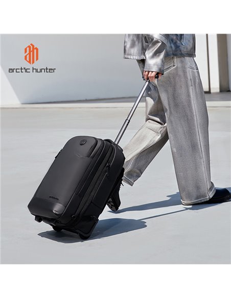 ARCTIC HUNTER τσάντα ταξιδίου LG00861 με θήκη laptop 15.6", τροχήλατη, 42L/54L, μαύρη