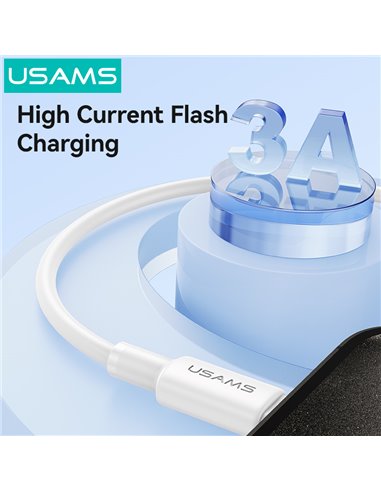 USAMS καλώδιο USB-C σε USB SJ761, 3A 18W, 480Mbps, 1m, λευκό