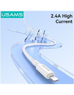 USAMS καλώδιο Lightning σε USB SJ762, 2.4A 12W, 480Mbps, 1m, λευκό