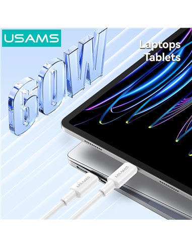 USAMS καλώδιο USB-C SJ763, 60W, 480Mbps, 1m, λευκό