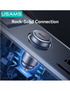 USAMS φορτιστής αυτοκινήτου CC321, USB-C, 30W, γκρι