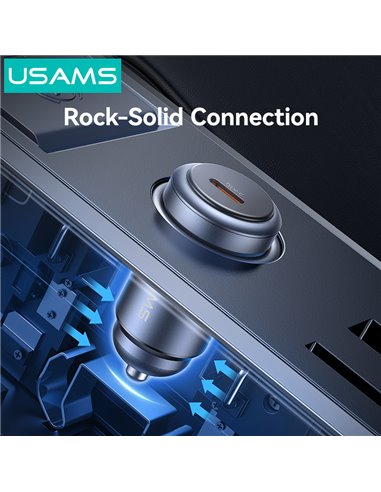 USAMS φορτιστής αυτοκινήτου CC321, USB-C, 30W, γκρι