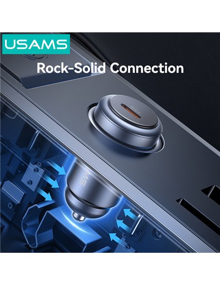 USAMS φορτιστής αυτοκινήτου CC321, USB-C, 30W, γκρι
