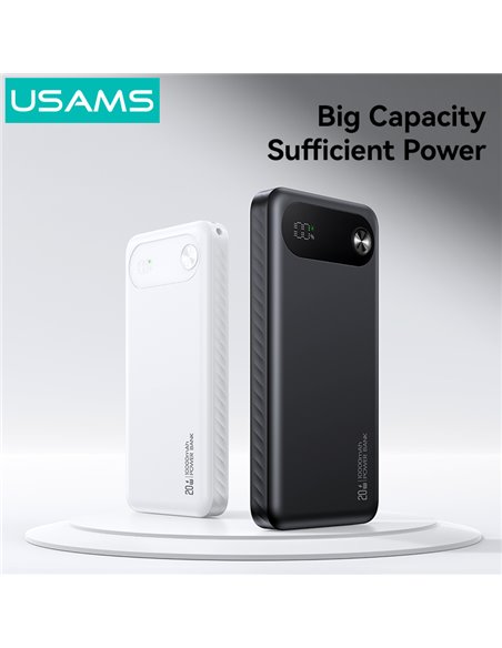 USAMS power bank CD249 με οθόνη, 3x θύρες εξόδου, 10000mAh, PD20W, μαύρο