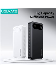 USAMS power bank CD251 με οθόνη, 3x θύρες εξόδου, 20000mAh, PD20W, λευκό