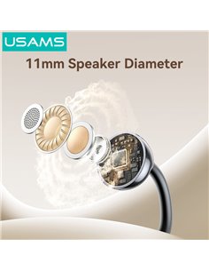 USAMS earphones με θήκη φόρτισης Echo R02, OWS, Φ11mm, 50/300mAh, μαύρα