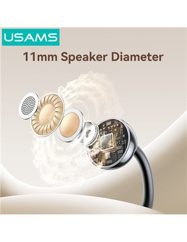 USAMS earphones με θήκη φόρτισης Echo R02, OWS, Φ11mm, 50/300mAh, μαύρα