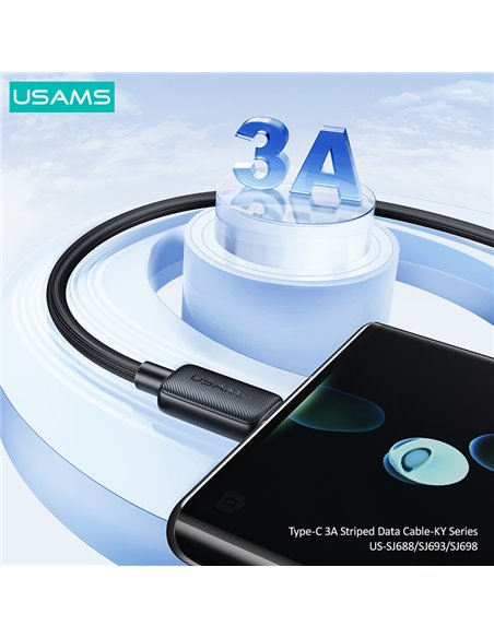 USAMS καλώδιο USB-C σε USB US-SJ693, 3A, 480Mbps, 2m, μαύρο