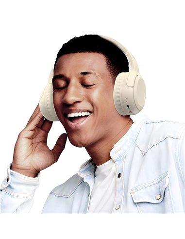 USAMS headphones YG23, ασύρματα & ενσύρματα, Φ40mm, 300mAh, μπεζ