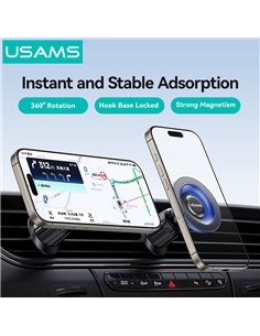 USAMS βάση smartphone αυτοκινήτου US-ZJ081, αεραγωγών, μαγνητική, μαύρη