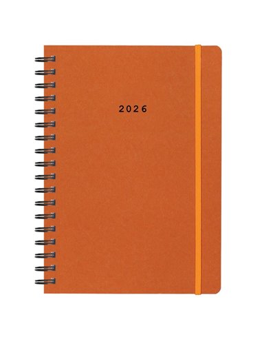 Next ημερολόγιο 2026 Natural ημερήσιο σπιράλ πορτοκαλί με λάστιχο 14x21εκ.