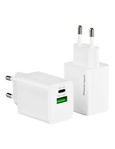 POWERTECH φορτιστής τοίχου PT-1551, USB/USB-C, 45W, GaN, AVS, λευκός