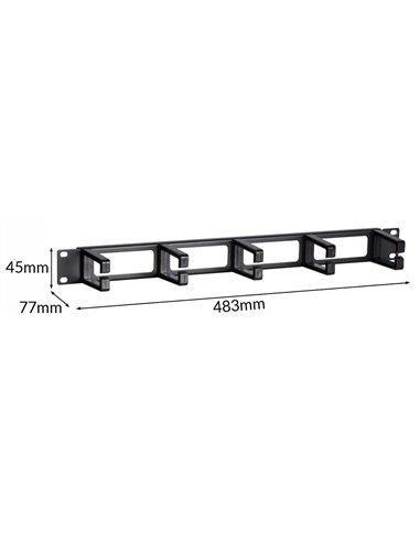 POWERTECH cable management NETW-0049 για rack 19"/1U, 5x γάντζοι, μαύρο