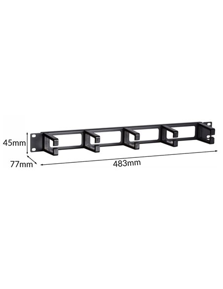 POWERTECH cable management NETW-0049 για rack 19"/1U, 5x γάντζοι, μαύρο
