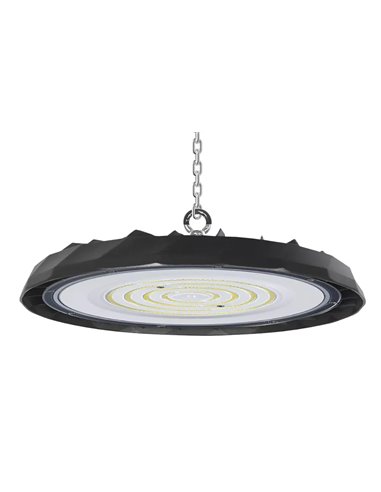 POWERTECH LED φωτιστικό καμπάνα PT-1557, 100W, 6500K, Φ30x4cm, IP65, μαύρο