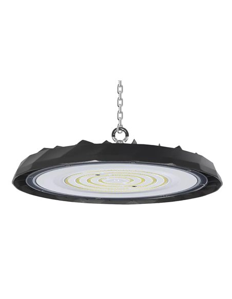 POWERTECH LED φωτιστικό καμπάνα PT-1557, 100W, 6500K, Φ30x4cm, IP65, μαύρο