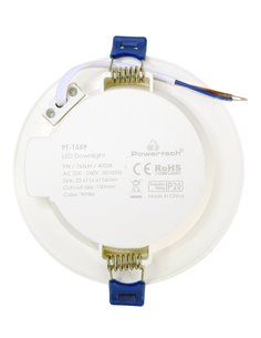 POWERTECH LED φωτιστικό downlight PT-1559, 9W, Φ116x25mm, 4000K, 765lm, λευκό