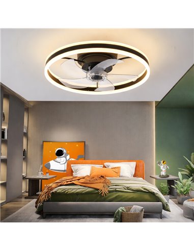 POWERTECH ανεμιστήρας οροφής PT-1560 με LED φως, 45W, Φ50x20cm, μαύρος