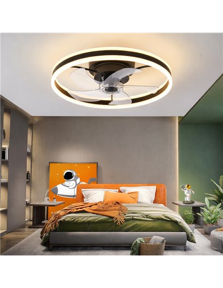 POWERTECH ανεμιστήρας οροφής PT-1560 με LED φως, 45W, Φ50x20cm, μαύρος