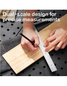 DELI μεταλλικός γωνιακός χάρακας DL302300, 300mm