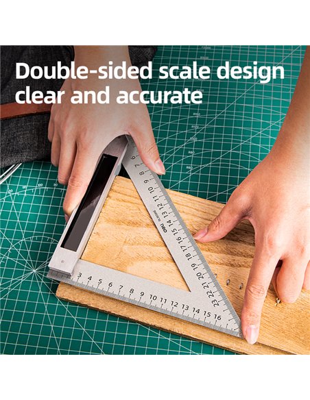 DELI μεταλλικός τριγωνικός χάρακας DL303200, 200mm