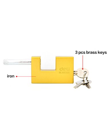 DELI λουκέτο τάκου με κλειδί DL508308, heavy duty, 80mm