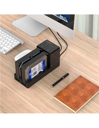 ORICO docking station για 2.5" ή 3.5" SATA HDD/SSD 6528US3-C, 2 θέσεων, 5Gbps, clone function, μαύρο