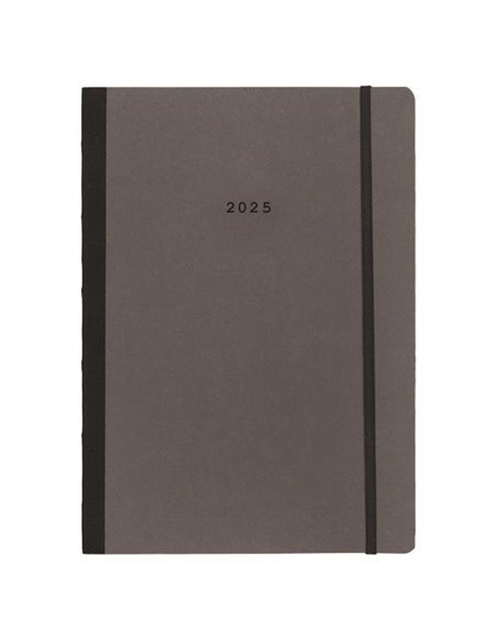 Next ημερολόγιο 2025 Natural ημερήσιο flexi γκρι σκούρο με λάστιχο 14x21εκ.